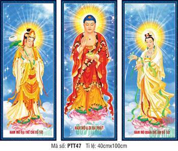 Hình Tây Phương Tam Thánh kích thước lớn PTT47, hào quang rực rỡ Hình Tây Phương Tam Thánh kích thước lớn PTT47, hào quang rực rỡ