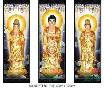 Hình Tây Phương Tam Thánh kích thước lớn PTT74, y phục vàng kim Hình Tây Phương Tam Thánh kích thước lớn PTT74, y phục vàng kim