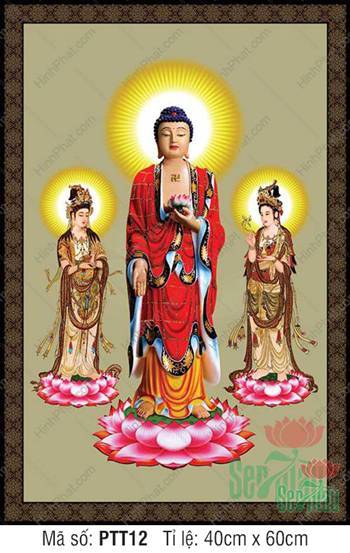 Tây Phương Tam Thánh PTT12, ba vị đứng trên đài sen hồng