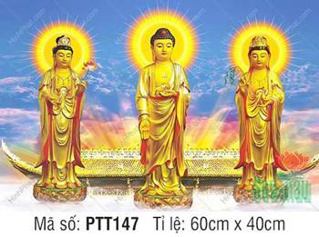 Tây Phương Tam Thánh PTT147, hình ba Đức Phật đứng đài sen