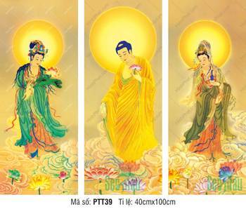 Tây Phương Tam Thánh PTT39, bộ ba tôn tượng ngự đài sen vàng