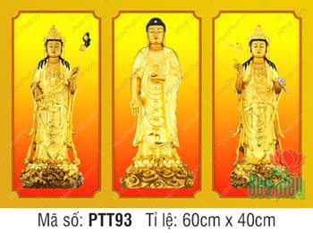 Tây Phương Tam Thánh PTT93, Tôn tượng vàng đứng đài sen Tây Phương Tam Thánh PTT93, Tôn tượng vàng đứng đài sen