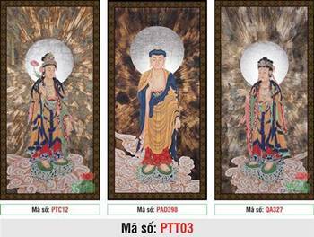 Tây Phương Tam Thánh Đẹp PTT03, hào quang vàng kim tỏa rạng