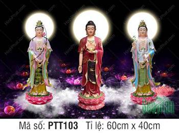 Tây Phương Tam Thánh Đẹp PTT103, tôn tượng đứng trên đài sen Tây Phương Tam Thánh Đẹp PTT103, tôn tượng đứng trên đài sen