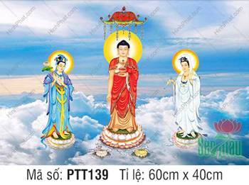Tây Phương Tam Thánh Đẹp PTT139, diện mạo trang nghiêm giữa mây trời
