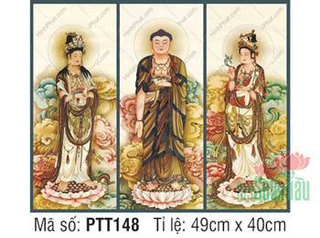 Tây Phương Tam Thánh Đẹp PTT148, tôn tượng đứng đài sen thanh khiết