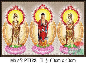 Tây Phương Tam Thánh Đẹp PTT22, Ba Đức Phật ngự đài sen