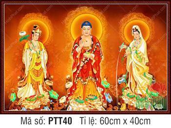 Tây Phương Tam Thánh Đẹp PTT40, hào quang rạng ngời trên đài sen