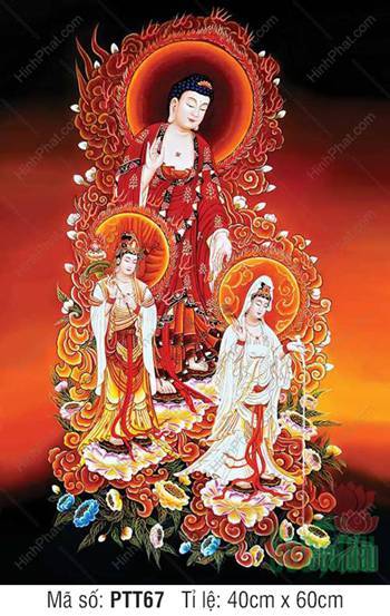 Tây Phương Tam Thánh Đẹp PTT67, hào quang mây lửa rực rỡ Tây Phương Tam Thánh Đẹp PTT67, hào quang mây lửa rực rỡ