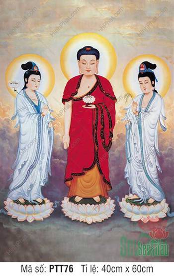 Tây Phương Tam Thánh Đẹp PTT76, ngự đài sen vân mây Tây Phương Tam Thánh Đẹp PTT76, ngự đài sen vân mây