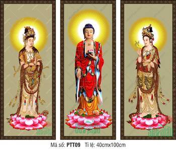 Tây Phương Tam Thánh Khổ Lớn PTT09, hào quang vàng kim rực rỡ