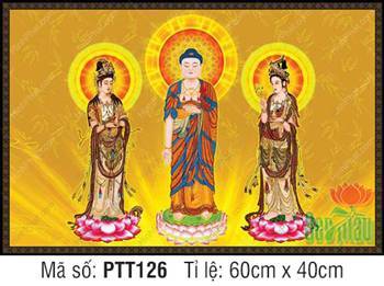 Tây Phương Tam Thánh Khổ Lớn PTT126, tôn tượng đứng trên đài sen
