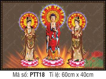 Tây Phương Tam Thánh Khổ Lớn PTT18, hào quang đa sắc rực rỡ