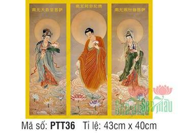 Tây Phương Tam Thánh Khổ Lớn PTT36, bộ ba tôn tượng ngự mây huyền ảo