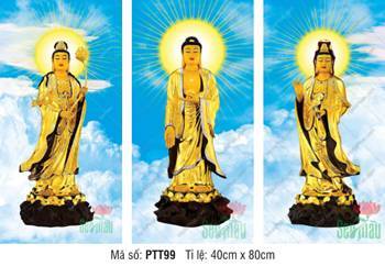 Tây Phương Tam Thánh Khổ Lớn PTT99 nền trời xanh mây trắng Tây Phương Tam Thánh Khổ Lớn PTT99 nền trời xanh mây trắng