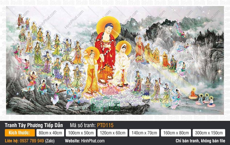 Tây Phương Tam Thánh Tiếp Dẫn PTD115 Tây Phương Tam Thánh Tiếp Dẫn PTD115 hiện thân giữa núi non thác nước và mây trời rực rỡ