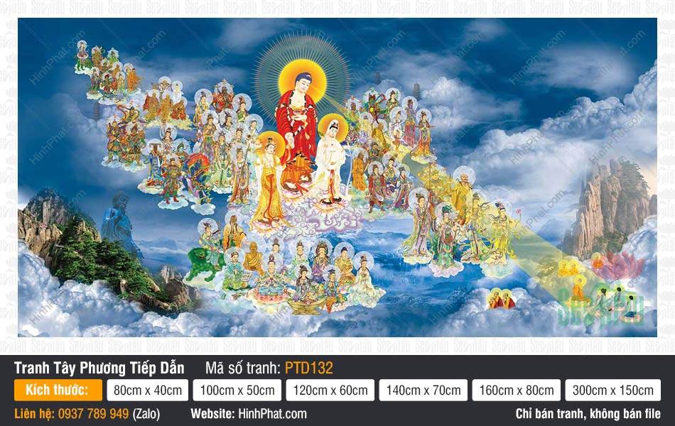 Tây Phương Tiếp Dẫn PTD132 Đẹp, Tranh Tây Phương Tiếp Dẫn, Buddha Tây Phương Tiếp Dẫn PTD132 Đẹp, Tranh Tây Phương Tiếp Dẫn, Buddha