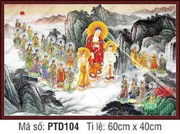 Hình Phật Tiếp Dẫn PTD104, Đức Phật A Di Đà và Thánh chúng