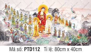 Hình Phật Tiếp Dẫn PTD112, Tam Thánh ngự cảnh sơn thủy