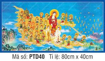 Hình Phật Tiếp Dẫn PTD40, Thánh chúng ngự mây vàng