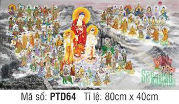 Hình Phật Tiếp Dẫn PTD64, hào quang rực rỡ ngự núi tùng