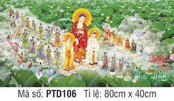 Hình Tây Phương Tiếp Dẫn Đẹp PTD106, Tam Thánh ngự đầm sen
