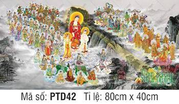 Hình Tây Phương Tiếp Dẫn Đẹp PTD42, đại hội Thánh chúng ngự núi