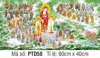 Hình Tây Phương Tiếp Dẫn Đẹp PTD58, Tây Phương Tam Thánh ngự hồ sen