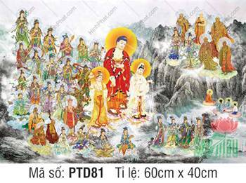 Hình Tây Phương Tiếp Dẫn PTD81, cảnh thánh chúng vân tập mây ngàn