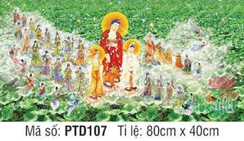 Tây Phương Tam Thánh Tiếp Dẫn PTD107, Đức Phật ngự đầm sen