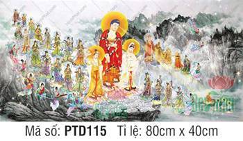 Tây Phương Tam Thánh Tiếp Dẫn PTD115, Phật ngự cảnh sơn thủy