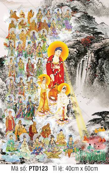 Tây Phương Tam Thánh Tiếp Dẫn PTD123, cảnh hội tụ bên thác núi