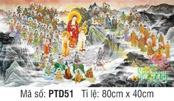 Tây Phương Tam Thánh Tiếp Dẫn PTD51, cảnh thánh chúng vân tập