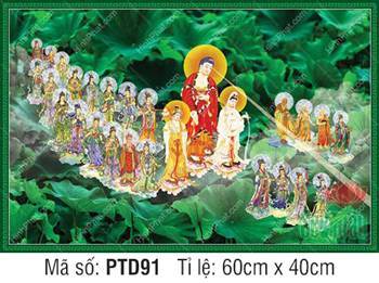 Tây Phương Tam Thánh Tiếp Dẫn PTD91, hào quang hồ sen xanh