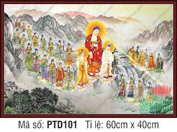 Tây Phương Tiếp Dẫn Đẹp PTD101, Phật A Di Đà và Thánh chúng