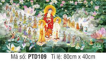 Tây Phương Tiếp Dẫn Đẹp PTD109, hội thượng thánh chúng ngự hồ sen