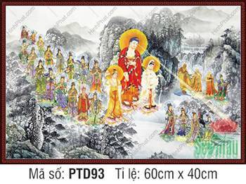 Tây Phương Tiếp Dẫn Đẹp PTD93, cảnh thánh chúng ngự mây núi