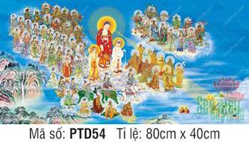 Tranh Tây Phương Tiếp Dẫn PTD54, cảnh tượng chư Phật vân tập