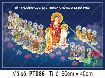 Tranh Tây Phương Tiếp Dẫn PTD86, Thánh chúng ngự trên đài sen