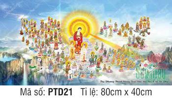 Hình Phật Tiếp Dẫn PTD21, rạng rỡ hào quang bên thác nước
