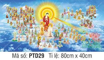 Hình Phật Tiếp Dẫn PTD29, đoàn Thánh chúng ngự mây trắng
