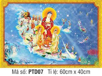 Hình Tây Phương Tiếp Dẫn Đẹp PTD07, cảnh Thánh chúng hội tụ