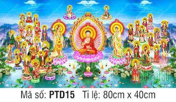 Hình Tây Phương Tiếp Dẫn Đẹp PTD15, rực rỡ sắc màu cực lạc