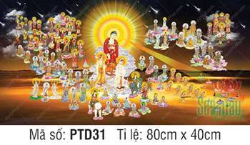 Hình Tây Phương Tiếp Dẫn Đẹp PTD31, cảnh Thánh chúng hội tụ