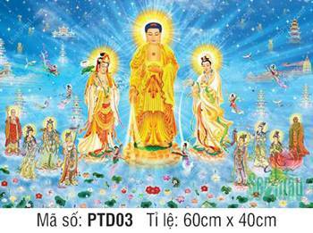 Tranh Tây Phương Tiếp Dẫn PTD03, sắc xanh mây trời rực rỡ