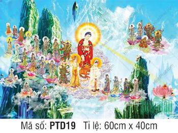 Tranh Tây Phương Tiếp Dẫn PTD19, Thánh chúng ngự cảnh núi xanh