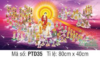 Tranh Tây Phương Tiếp Dẫn PTD35, đoàn Thánh chúng ngự mây tím