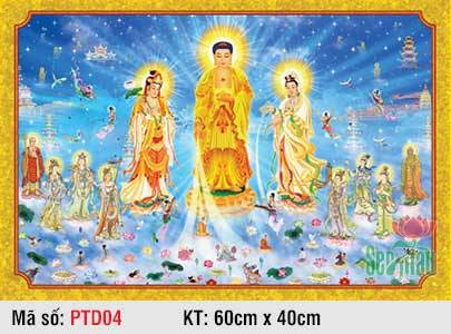 Tranh Tây Phương Tiếp Dẫn Đẹp PTD04, Tranh Phật