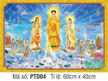 Tranh Tây Phương Tiếp Dẫn Đẹp PTD04, hào quang tỏa sáng vạn dặm