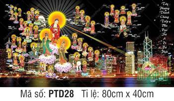 Tranh Tây Phương Tiếp Dẫn Đẹp PTD28, cảnh Thánh chúng ngự thành phố Tranh Tây Phương Tiếp Dẫn Đẹp PTD28, cảnh Thánh chúng ngự thành phố